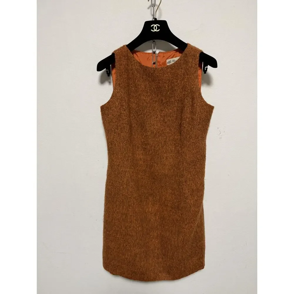 Blumarine Dress Womens IT 44 US 8 Brown Wool Blend Boucle Shift Made in Italy - Picture 4 of 14